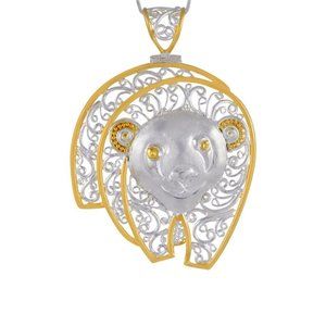 Michou Sterling Silver and 2K Gold Vermeil Bear Pendant